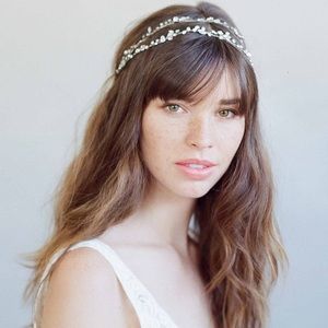 Long Simple Crystal Bridal Hair Vine